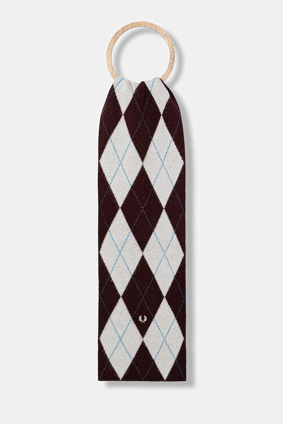 Fred Perry szalik wełniany tkanina bordowy C1133