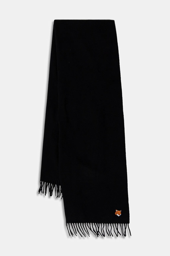 Maison Kitsuné wool scarf Fox Head wool black PM06201WB0044