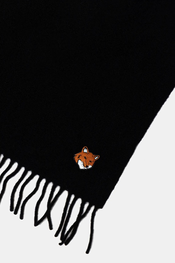 Accessories Maison Kitsuné wool scarf Fox Head PM06201WB0044 black