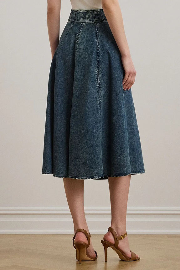 Lauren Ralph Lauren fustă din bumbac denim 200971265 albastru AW25