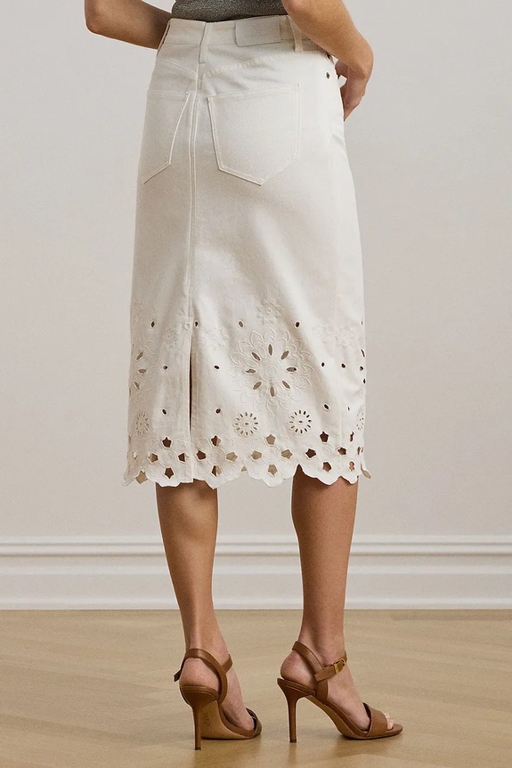 Rifľová sukňa Lauren Ralph Lauren 200978819 biela AW25