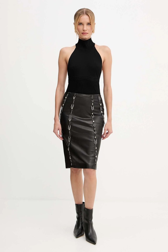 Δερμάτινη φούστα Patrizia Pepe 8G0492.L160 μαύρο AW25