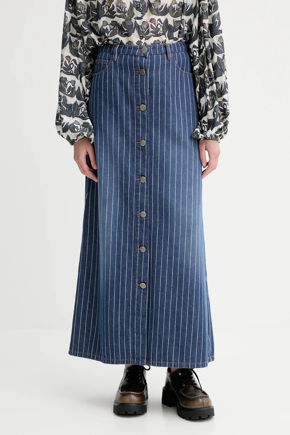 MUNTHE fustă din bumbac denim LIVONO curele albastru 253123825316