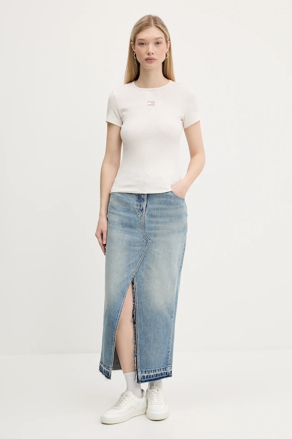 Rifľová sukňa Tommy Jeans DW0DW21193 modrá AW25