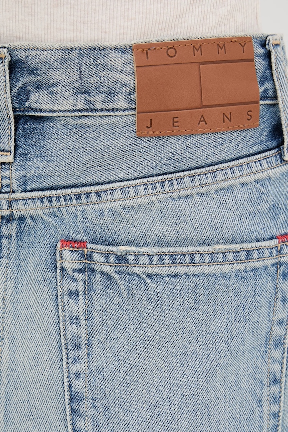 Rifľová sukňa Tommy Jeans modrá DW0DW21193
