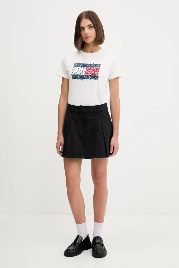 Tommy Jeans spódnica bawełniana DW0DW21137 czarny AW25