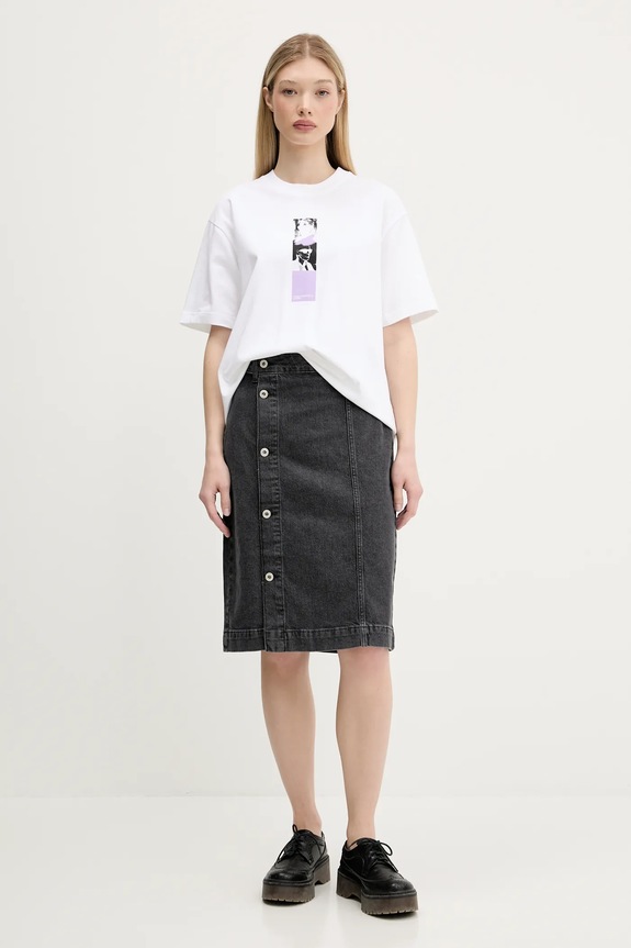 Rifľová sukňa Karl Lagerfeld Jeans A3W12010 sivá AW25