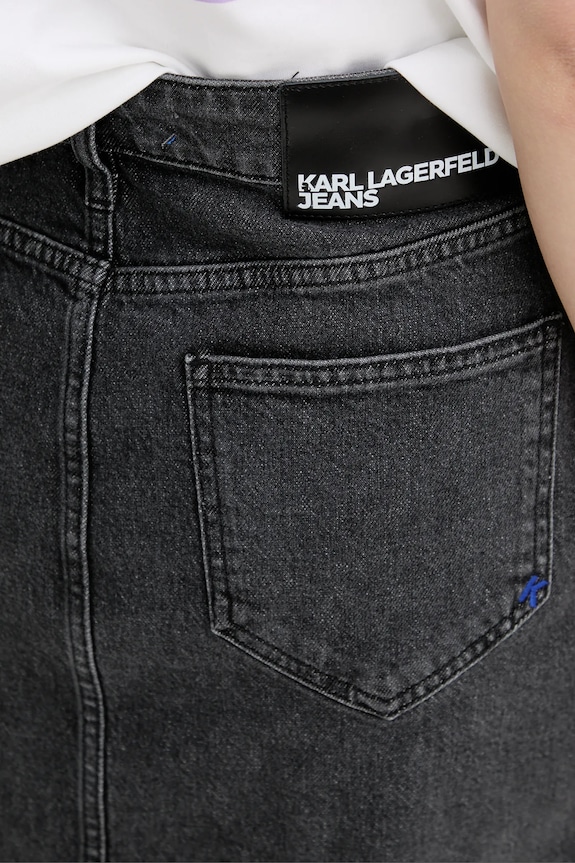 Rifľová sukňa Karl Lagerfeld Jeans A3W12010 sivá