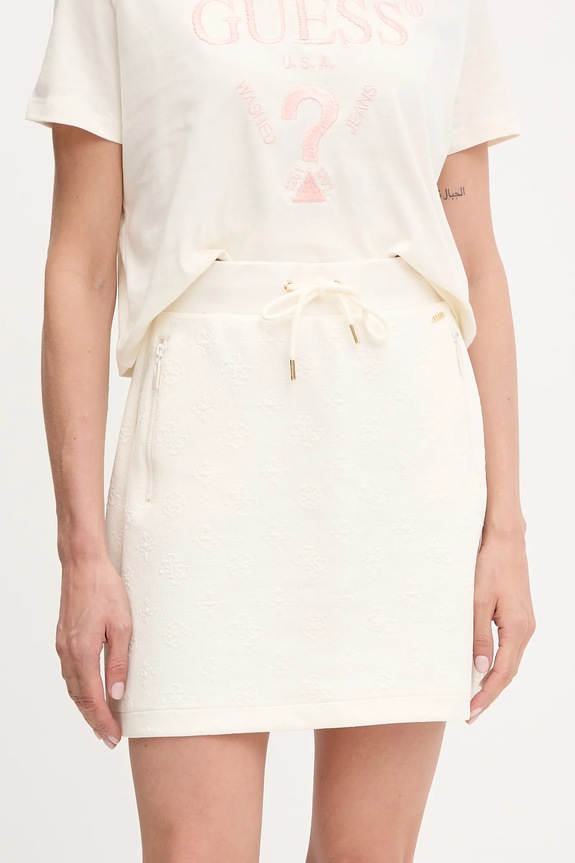 Suknja Guess PEONY bez uzorka bež V5YD03.KBSL2