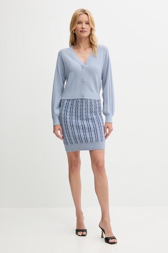 Guess spódnica bawełniana GISELLE W5YD68.Z3OU0 niebieski AW25