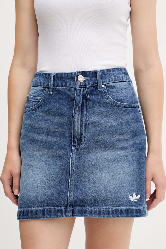 Džínová sukně adidas Originals Denim Mini Skt mini modrá JW2649