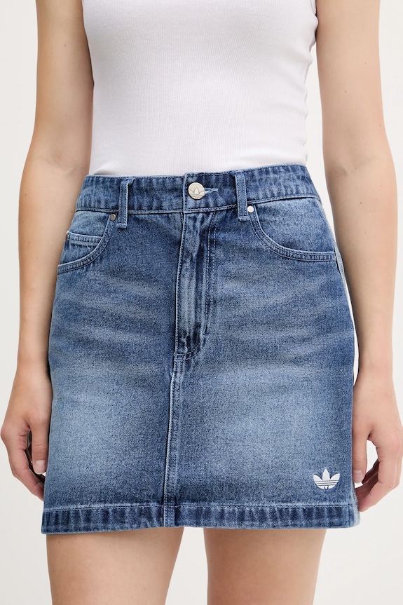 Rifľová sukňa adidas Originals Denim Mini Skt bavlna modrá JW2649