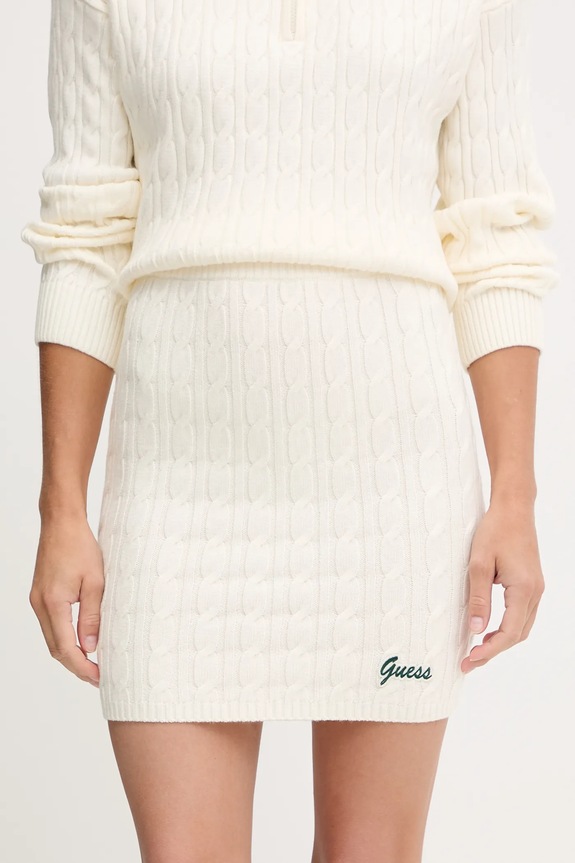 Guess spódnica LAVINIA z elastanem beżowy V5BD03.Z0572