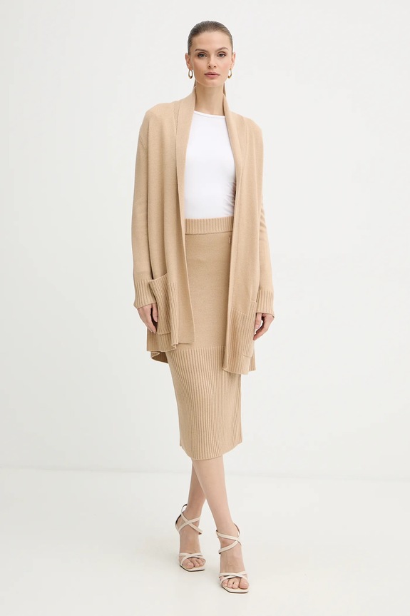 Suknja s dodatkom vune Armani Exchange XW001309.AF13774 bež AW25