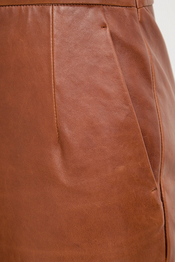 Weekend Max Mara fustă de piele PAPAILE maro 2525406016600