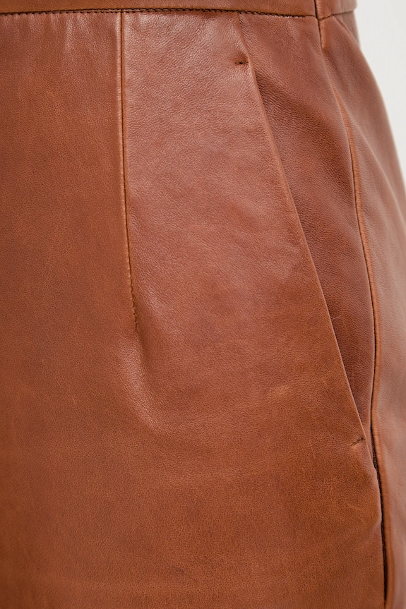 Weekend Max Mara fustă de piele PAPAILE maro 2525406016600