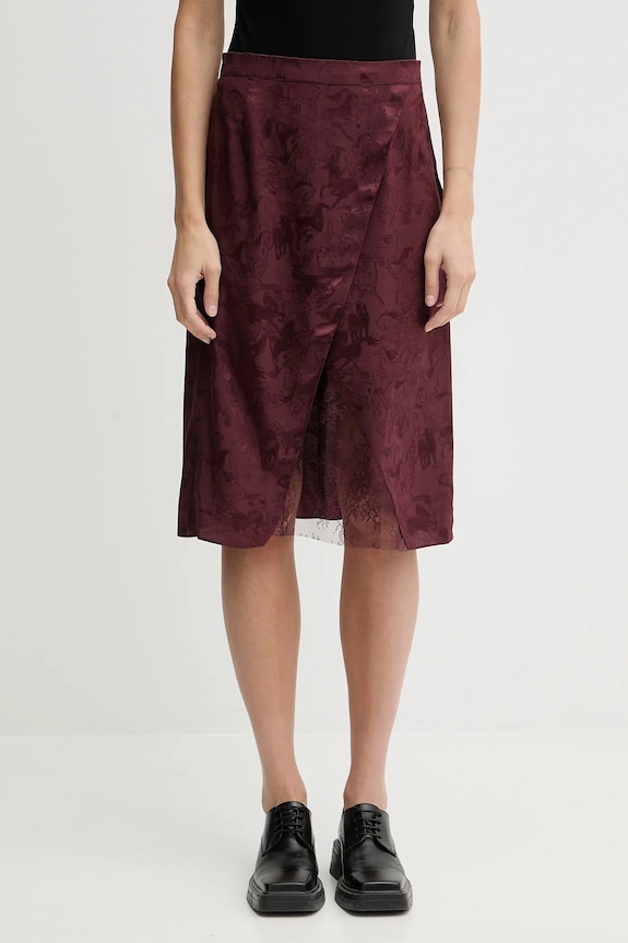 ZADIG&VOLTAIRE fustă de mătase cu modele burgundia WWSK01620