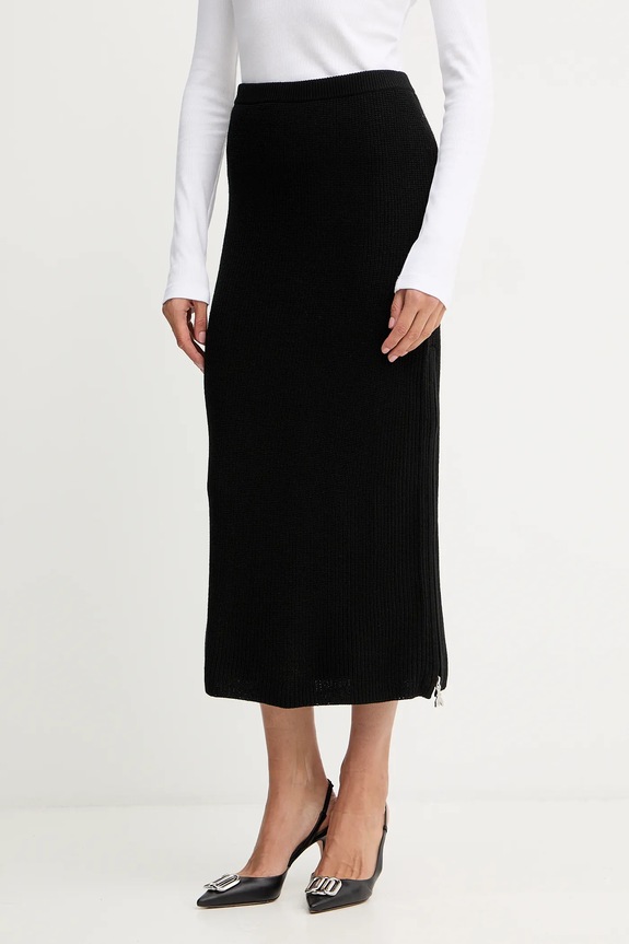 Φούστα με προσθήκη μαλλιού Patrizia Pepe casual μαύρο 2G1042.K9O3A