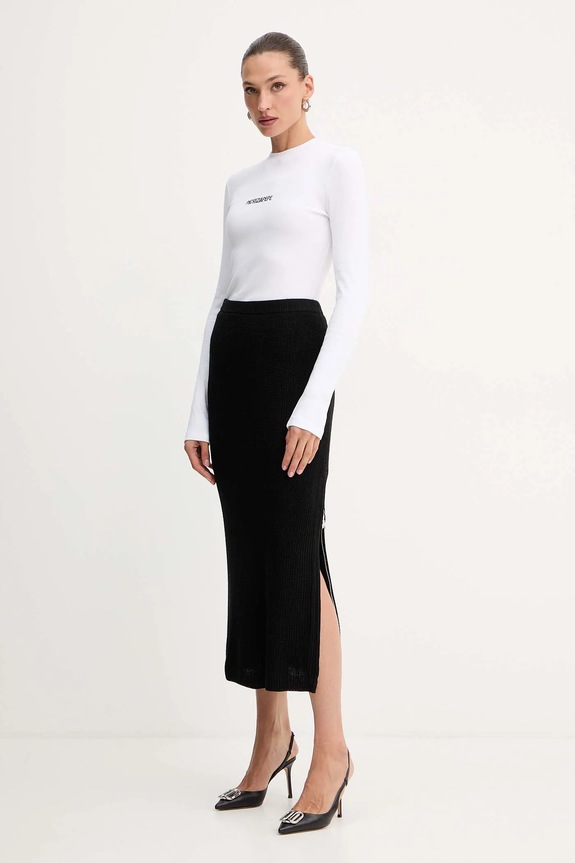 Φούστα με προσθήκη μαλλιού Patrizia Pepe 2G1042.K9O3A μαύρο AW25