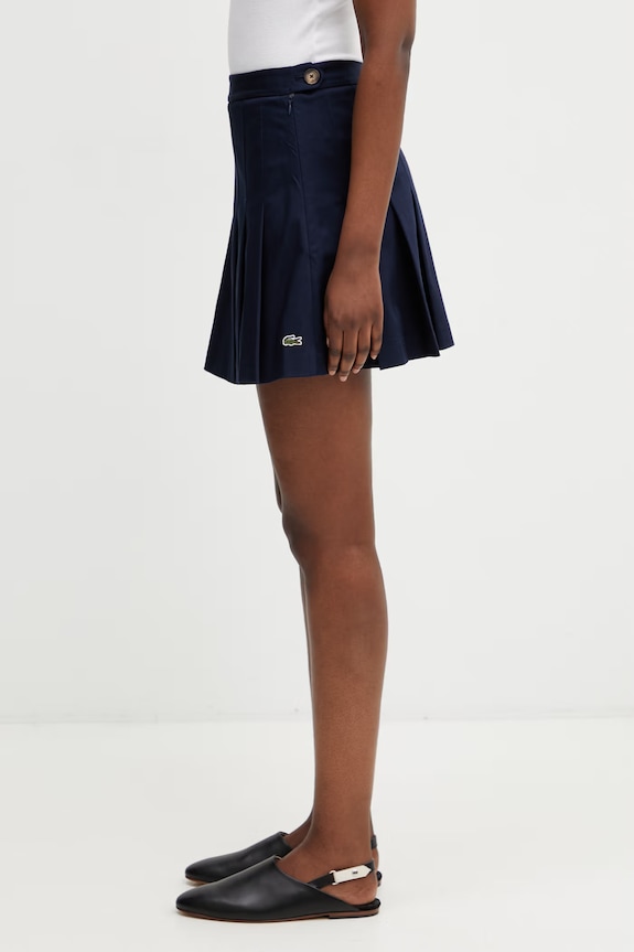 Lacoste fustă din bumbac cu elastan JF8001 bleumarin SS26