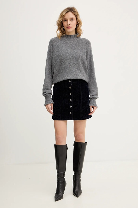 Guess spódnica welurowa SERENA W5BD86.D0731 granatowy AW25