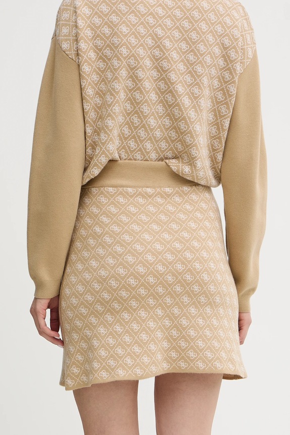 Îmbrăcăminte Guess fustă din amestec de lână AUBREY W5BD81.Z3JD2 bej