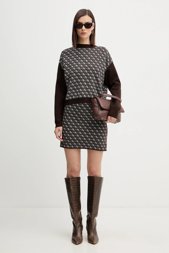 Guess spódnica z domieszką wełny AUBREY W5BD81.Z3JD2 brązowy AW25