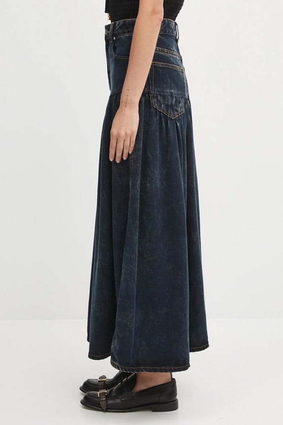 GANNI spódnica jeansowa Light Denim Long J1759 granatowy AW25