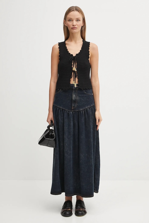 GANNI spódnica jeansowa Light Denim Long J1759