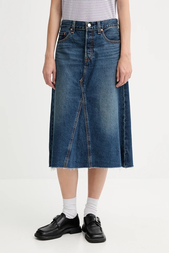 Levi's spódnica jeansowa bawełna niebieski A9316.0009