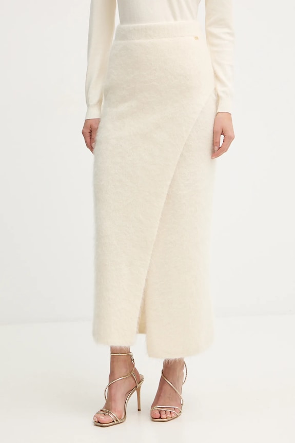 Suknja s dodatkom vune Marciano by Guess AGNES bez uzorka bež 5BGD02.5794Z