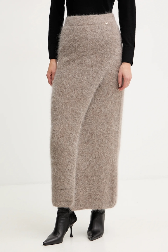 Suknja s dodatkom vune Marciano by Guess AGNES bez uzorka bež 5BGD02.5794Z