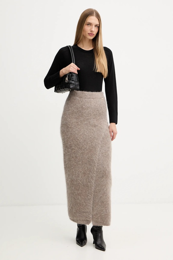 Suknja s dodatkom vune Marciano by Guess AGNES 5BGD02.5794Z bež AW25