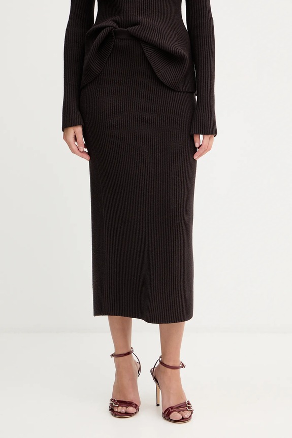 Спідниця з додаванням вовни Twinset casual коричневий 252TT3142