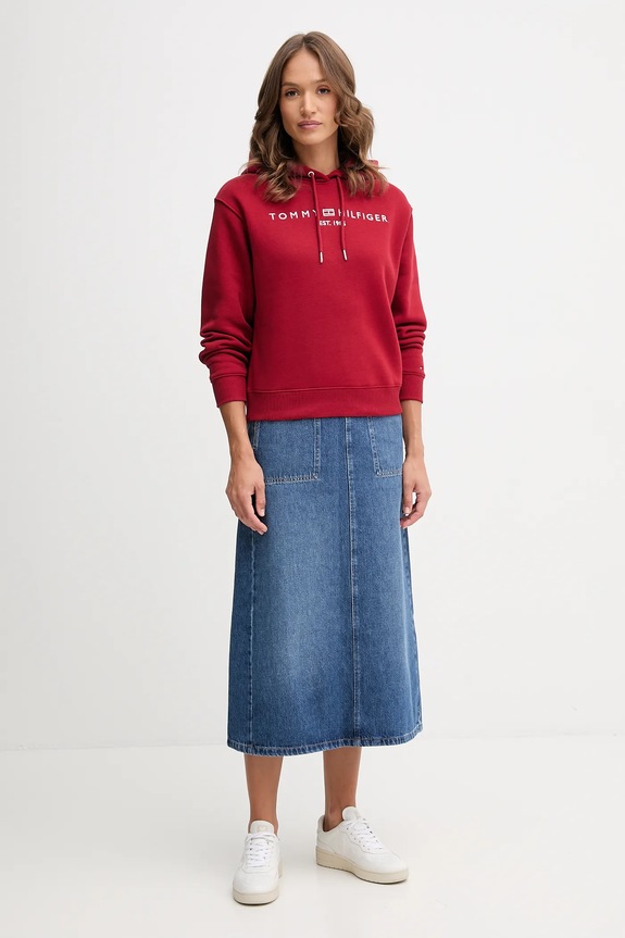 Βαμβακερή τζιν φούστα Tommy Hilfiger WW0WW46737 μπλε AW25