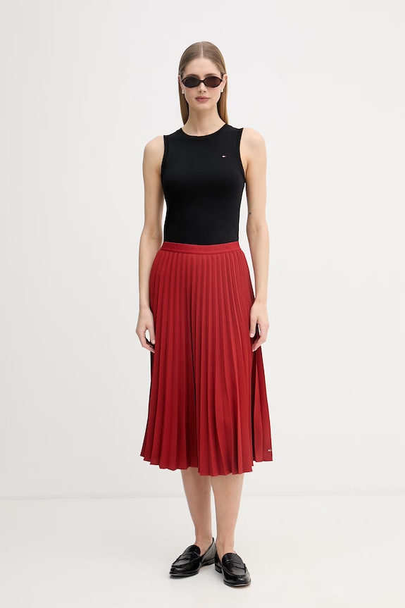 Tommy Hilfiger spódnica WW0WW48538 bordowy SS26