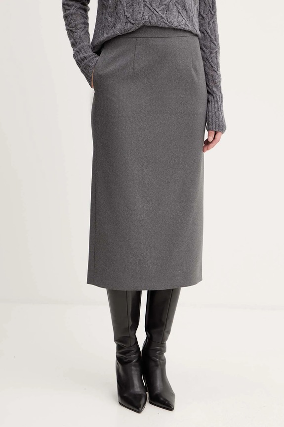 Φούστα με προσθήκη μαλλιού Luisa Spagnoli casual γκρί 542657