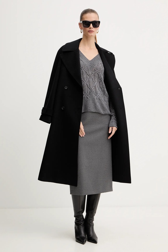 Φούστα με προσθήκη μαλλιού Luisa Spagnoli 542657 γκρί AW25