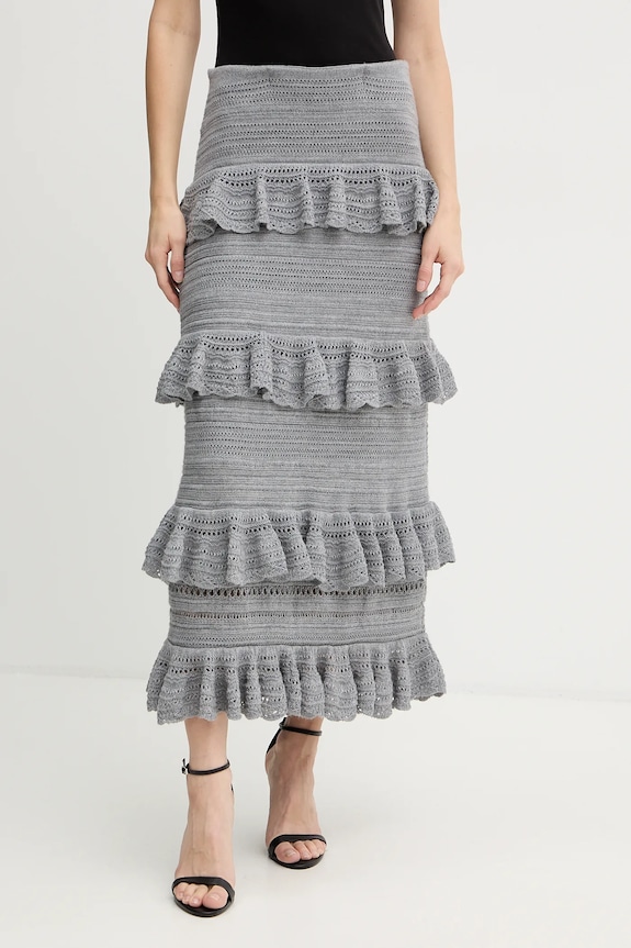 Vunena suknja Luisa Spagnoli casual siva 100223