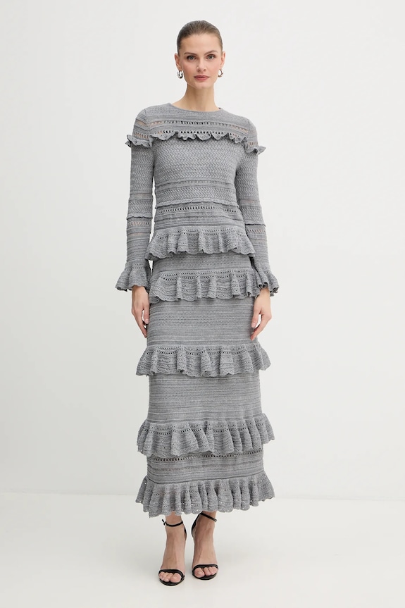 Vunena suknja Luisa Spagnoli 100223 siva AW25