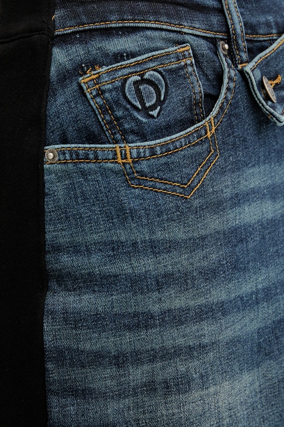 Τζιν φούστα Desigual TWISTED σκούρο μπλε 25WWFD03