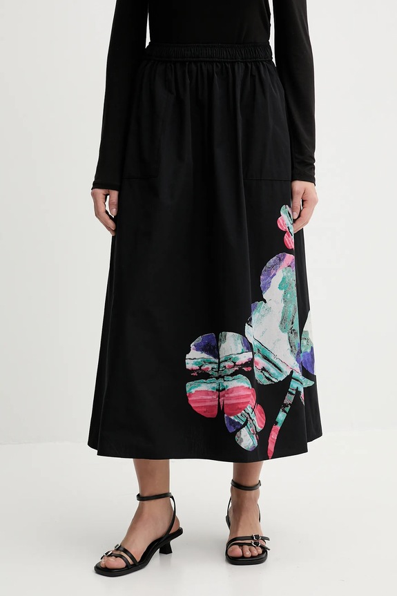 Bavlnená sukňa Desigual ELLA LACROIX potlač čierna 25WWFW05