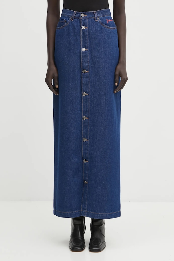 Джинсовая юбка Fiorucci Open Front Embroidered Maxi Denim гладкий тёмно-синий W02FPDSK387DN01DN11