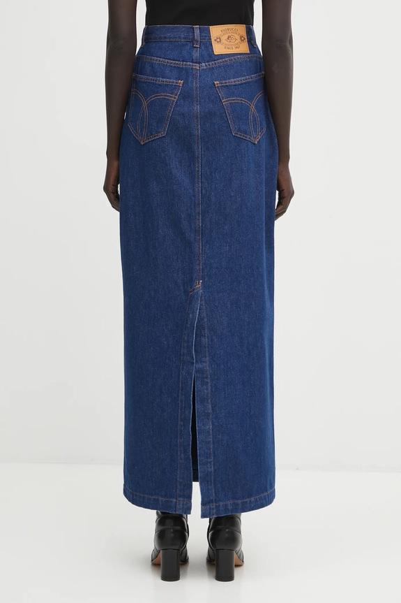 Одежда Джинсовая юбка Fiorucci Open Front Embroidered Maxi Denim W02FPDSK387DN01DN11 тёмно-синий
