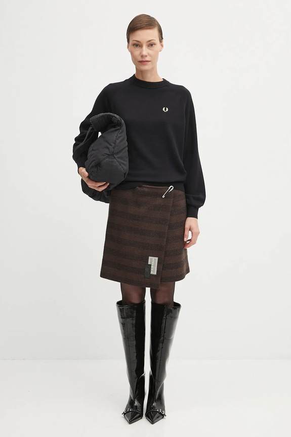 MM6 Maison Margiela spódnica z wełną S52MC0013.M35472.001F brązowy