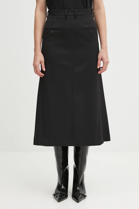 MM6 Maison Margiela spódnica z wełną casual czarny S52MI0021.S47848.900