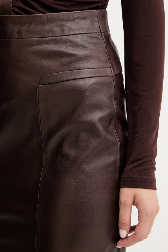 Kožna suknja Herve Leger Estella smeđa WLT3536273