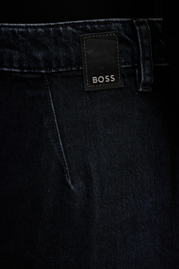Rifľová sukňa BOSS SEMAIRE tmavomodrá 50551422