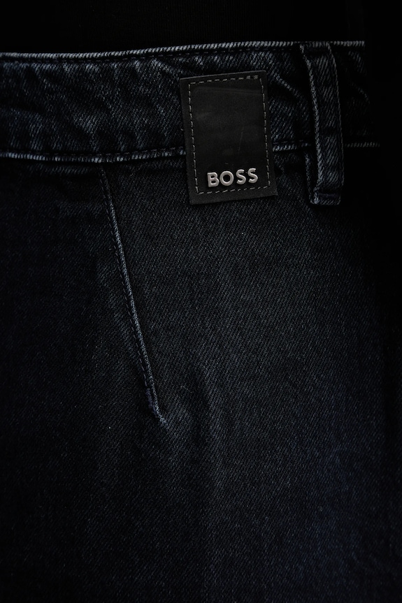 Rifľová sukňa BOSS SEMAIRE tmavomodrá 50551422