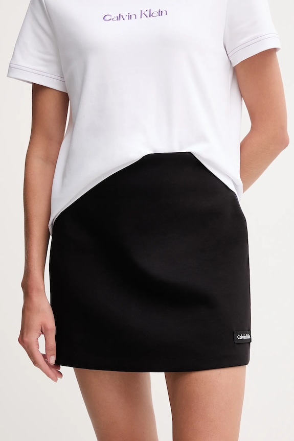 Calvin Klein Jeans szoknya elasztánnal fekete LV044D221G